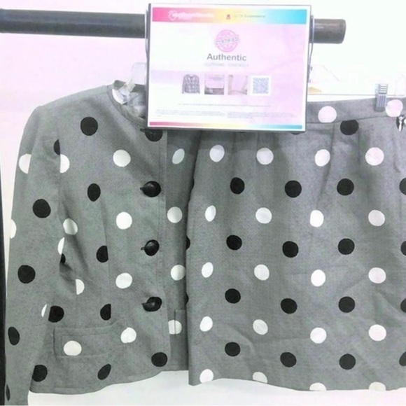 Authentic Vintage Givenchy polka dot skirt suit - Picture 1 of 14